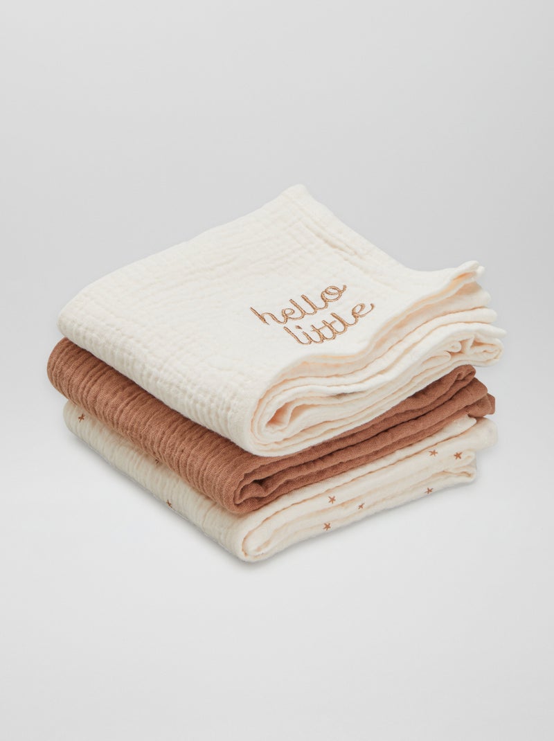 Set di 3 copertine in doppia garza di cotone BEIGE - Kiabi