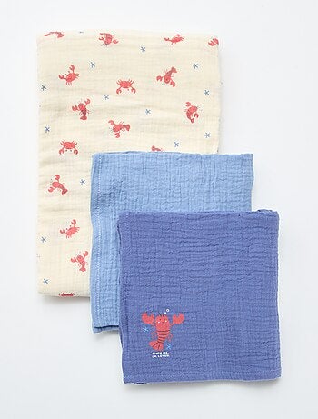 Set di 3 copertine in garza di cotone