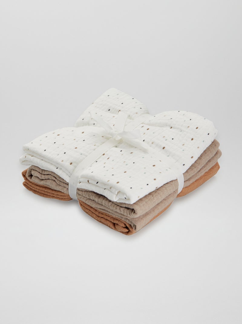 Set di 3 copertine in garza di cotone BIANCO - Kiabi