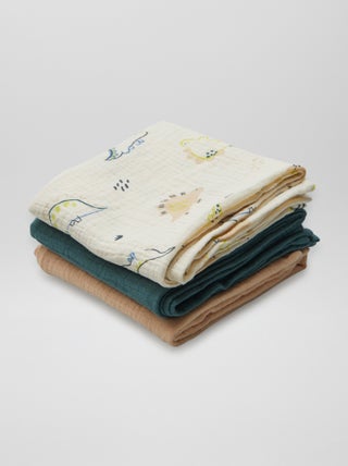 Set di 3 copertine in garza di cotone