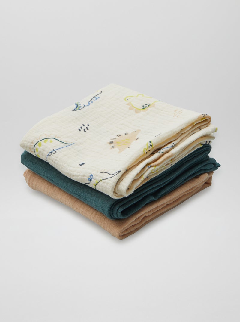 Set di 3 copertine in garza di cotone BIANCO - Kiabi