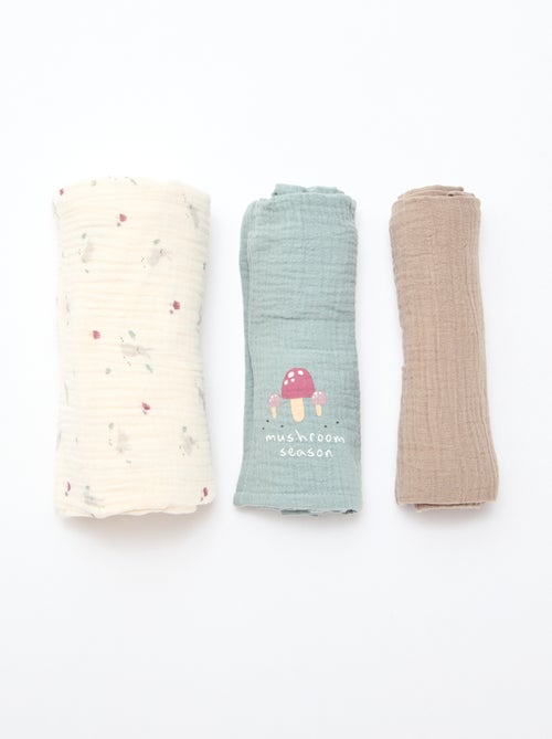 Set di 3 copertine in garza di cotone - Kiabi