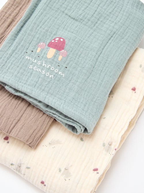 Set di 3 copertine in garza di cotone - Kiabi