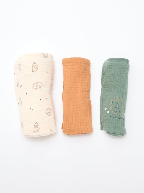 Set di 3 copertine in garza di cotone - Kiabi