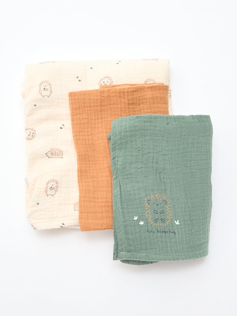 Set di 3 copertine in garza di cotone Bianco - Kiabi