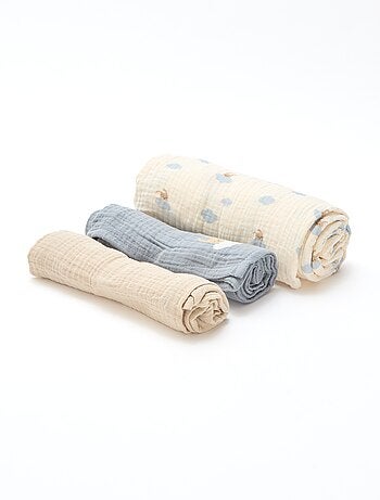 Set di 3 copertine in garza di cotone