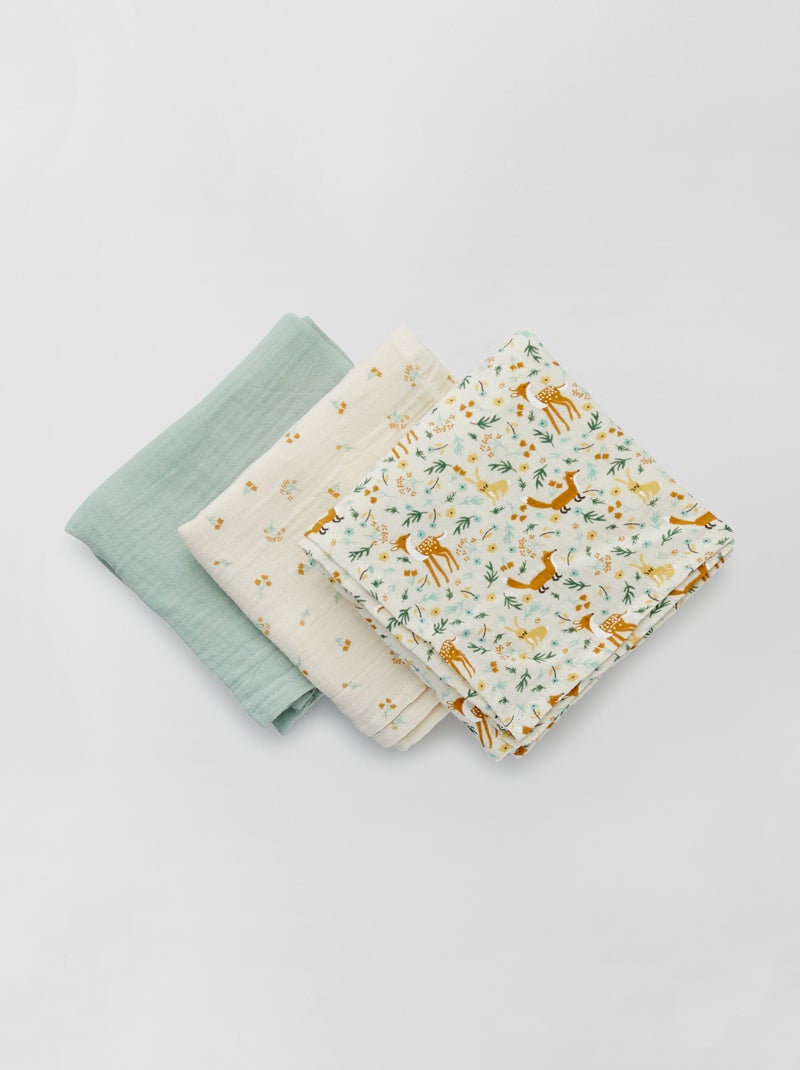 Set di 3 copertine in garza di cotone BIANCO - Kiabi