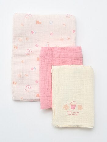 Set di 3 copertine in garza di cotone