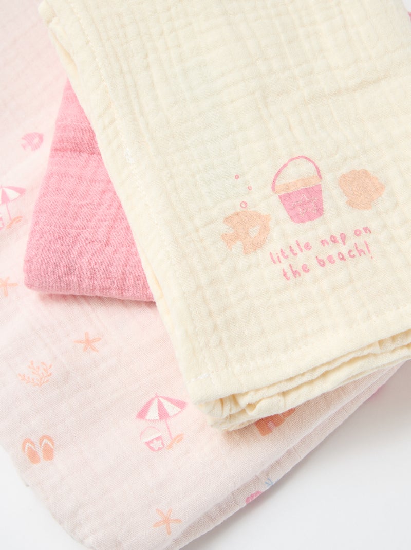 Set di 3 copertine in garza di cotone Rosa - Kiabi