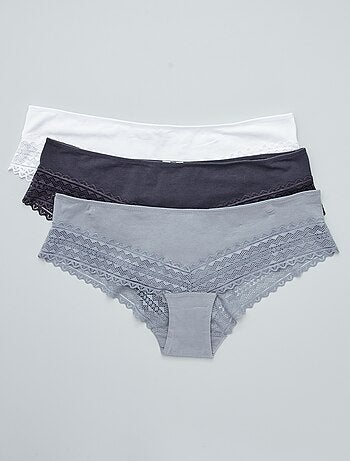 Set di 3 culotte cotone e pizzo
