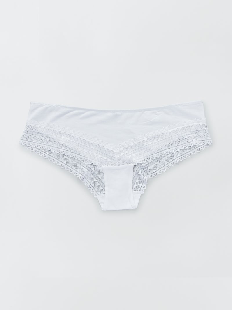 Set di 3 culotte cotone e pizzo BLU - Kiabi