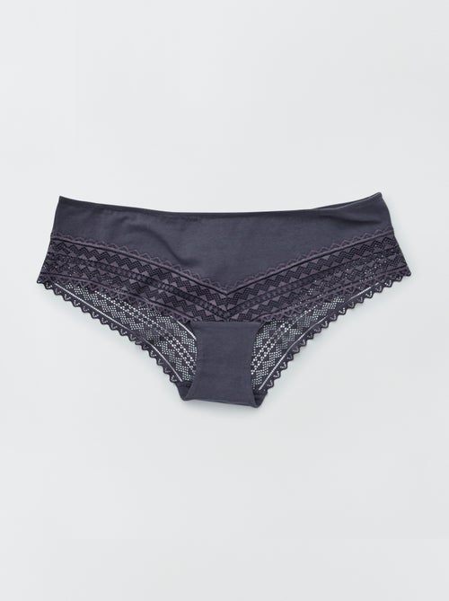 Set di 3 culotte cotone e pizzo - Kiabi Set di 3 culotte cotone e pizzo - Kiabi