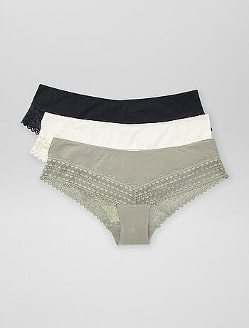 Set di 3 culotte cotone e pizzo