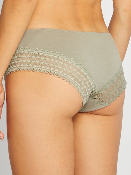 Set di 3 culotte cotone e pizzo - Kiabi