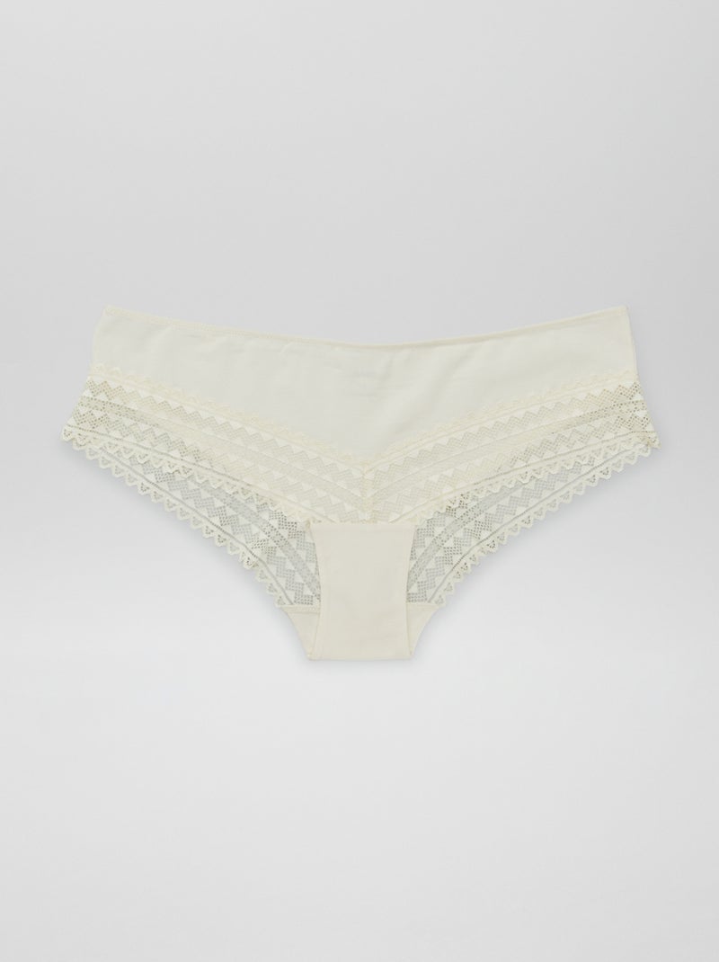 Set di 3 culotte cotone e pizzo KAKI - Kiabi