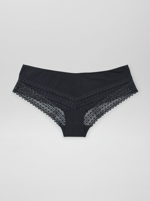 Set di 3 culotte cotone e pizzo - Kiabi