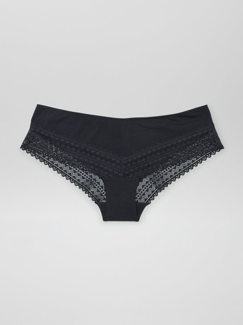 Set di 3 culotte cotone e pizzo KAKI - Kiabi