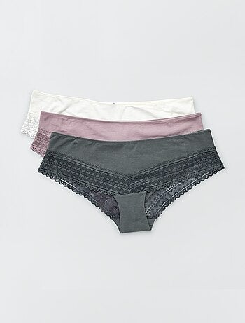 Set di 3 culotte cotone e pizzo