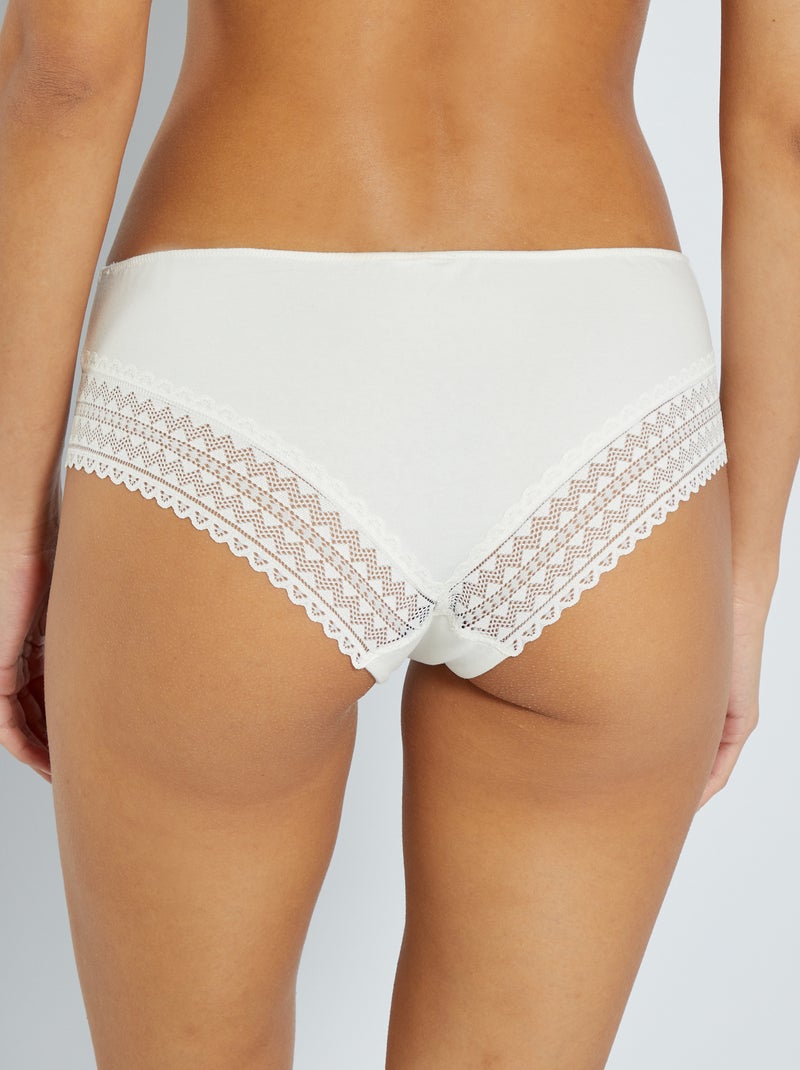 Set di 3 culotte cotone e pizzo rosa grigio - Kiabi