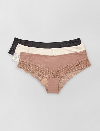 Set di 3 culotte cotone e pizzo