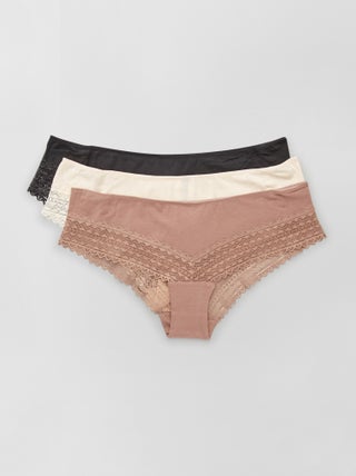 Set di 3 culotte cotone e pizzo