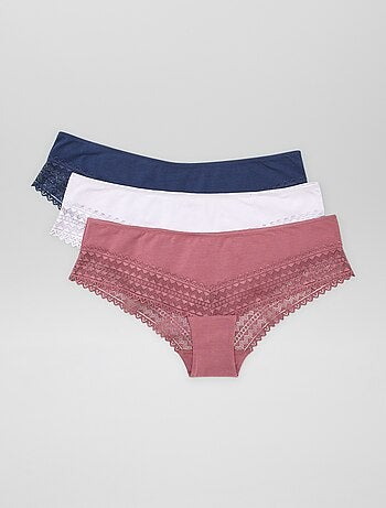 Set di 3 culotte cotone e pizzo
