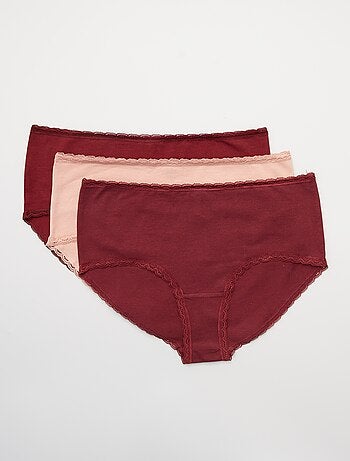 Set di 3 culotte cotone finitura pizzo