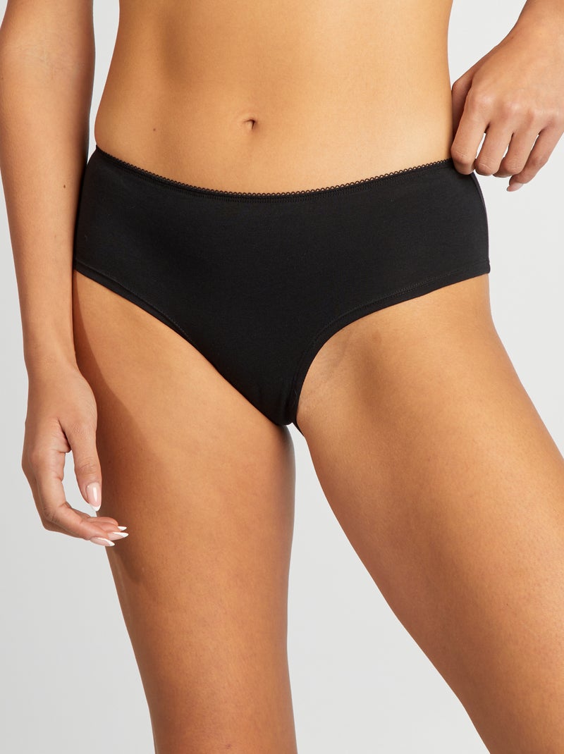 Set di 3 culotte in cotone nero - Kiabi