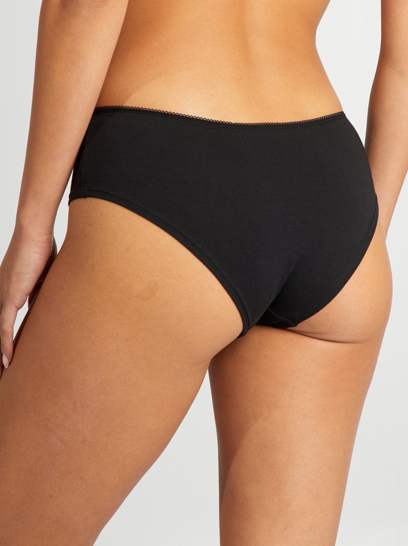 Set di 3 culotte in cotone nero - Kiabi