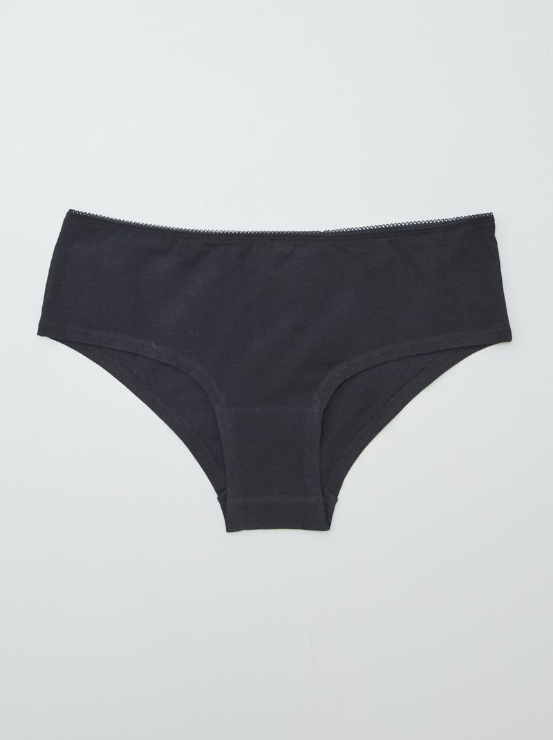 Set di 3 culotte in cotone nero - Kiabi