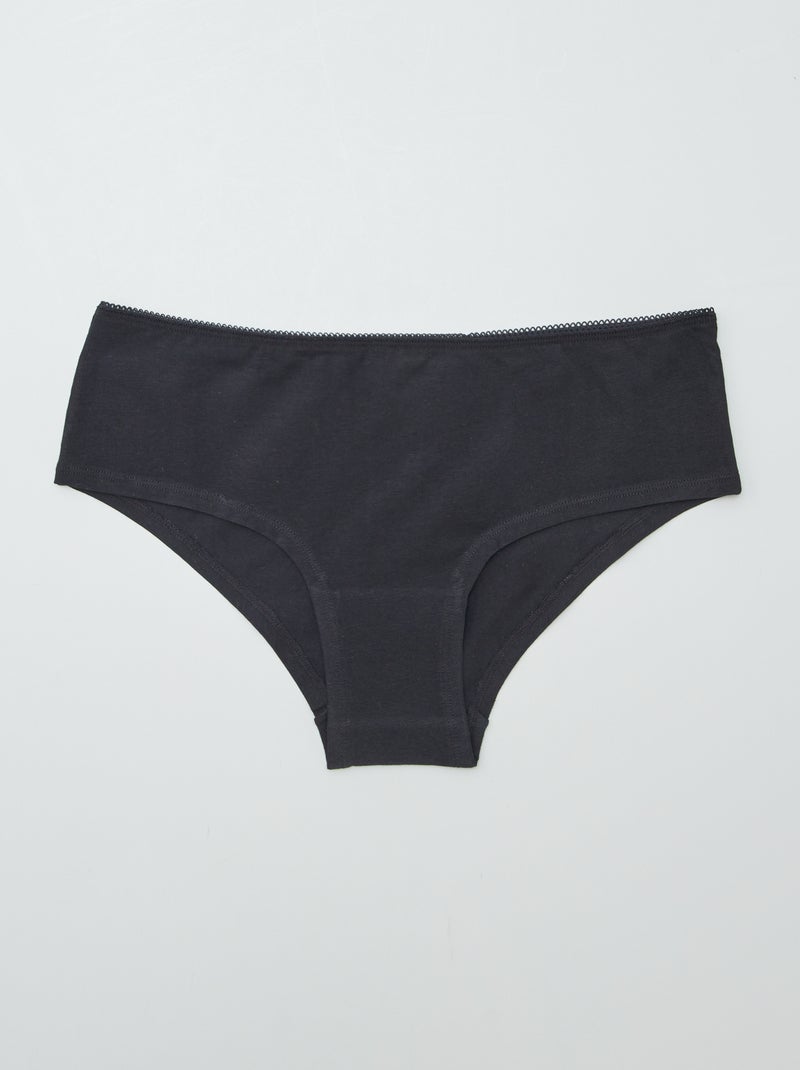 Set di 3 culotte in cotone nero - Kiabi