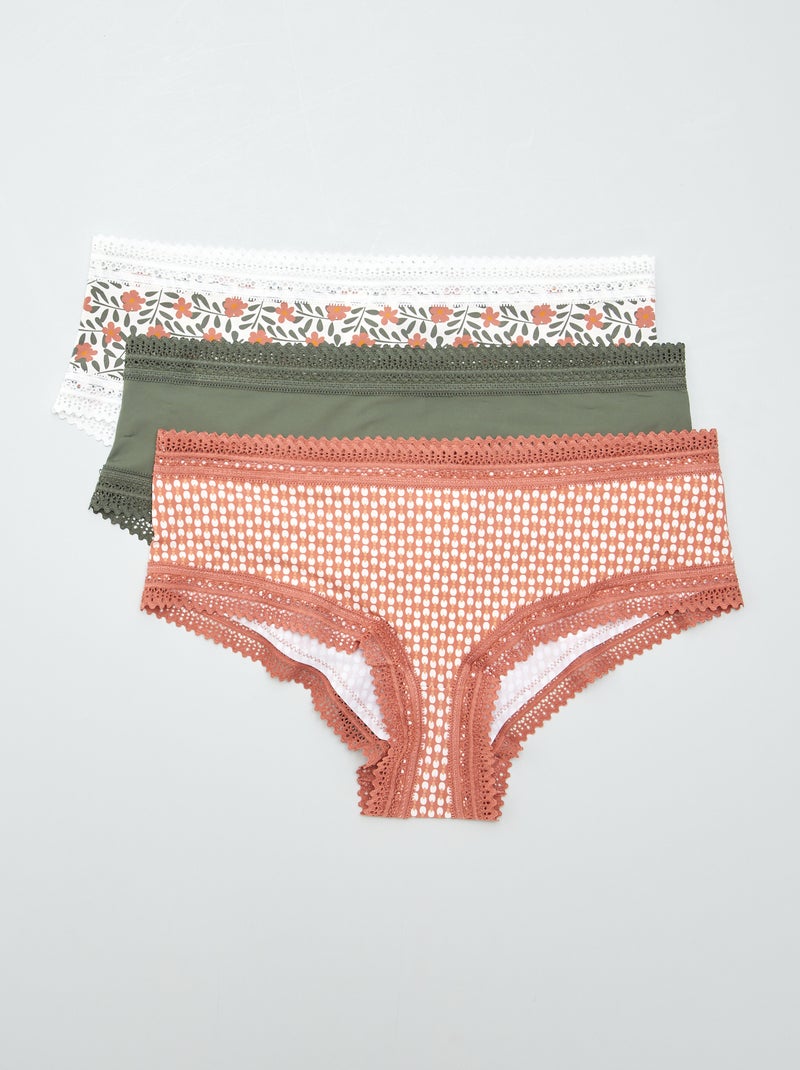 Set di 3 culotte in microfibra stampata KAKI - Kiabi