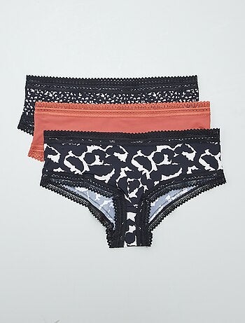 Set di 3 culotte in microfibra stampata
