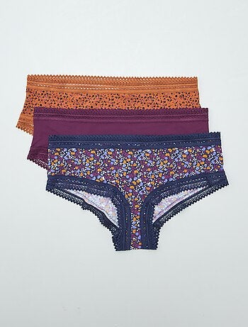 Set di 3 culotte in microfibra stampata