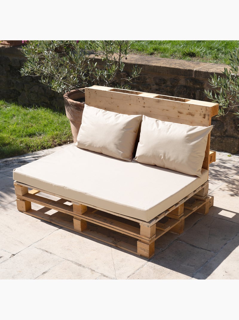 Set di 3 cuscini impermeabili per pallet da esterno MINORQUE sfoderabili Ecru - Kiabi