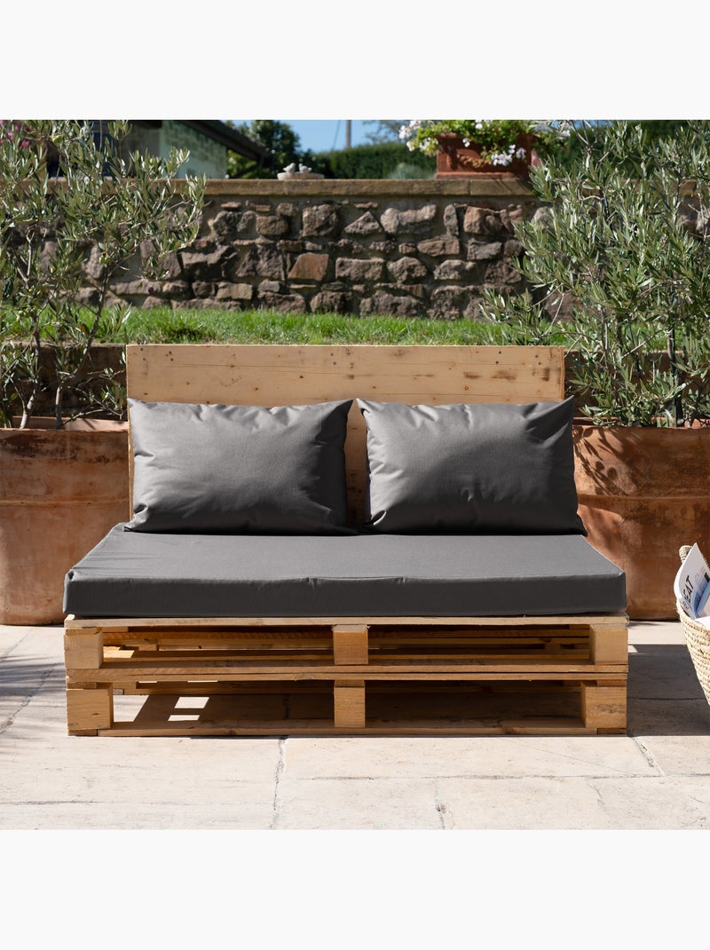 Set di 3 cuscini per tavolozza da esterno in tessuto spalmato impermeabile Grigio antracite - Kiabi