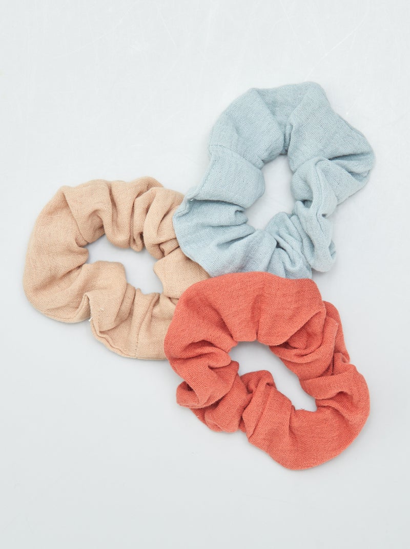 Set di 3 elastici per capelli in doppia garza di cotone ROSA - Kiabi