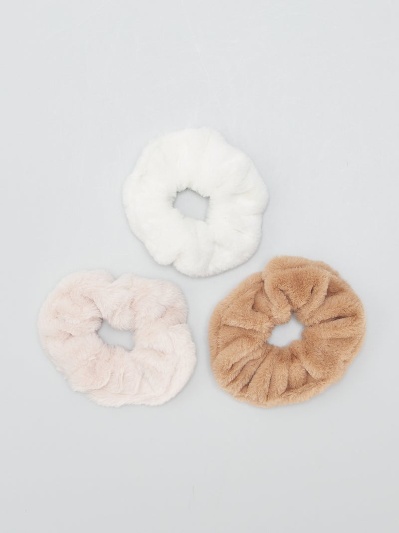 Set di 3 elastici per capelli in pelliccia sintetica BEIGE - Kiabi
