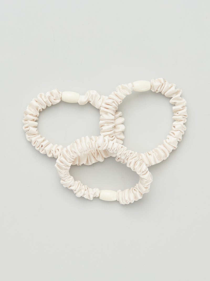 Set di 3 elastici + scrunchy satinati Bianco crema - Kiabi