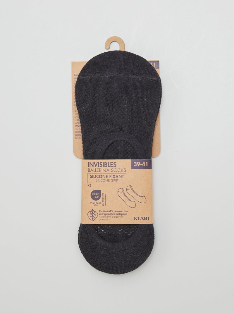 Set di 3 fantasmini in cotone da donna nero - Kiabi