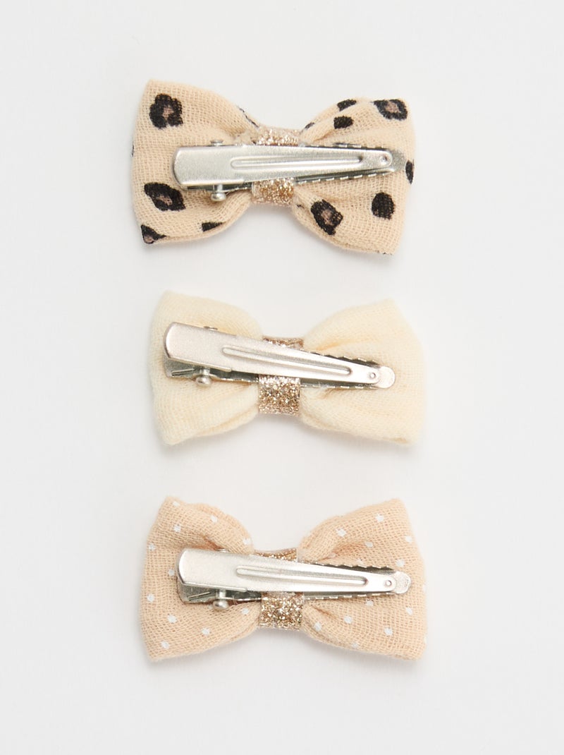 Set di 3 fermagli a coccodrillo con fiocchi Beige - Kiabi