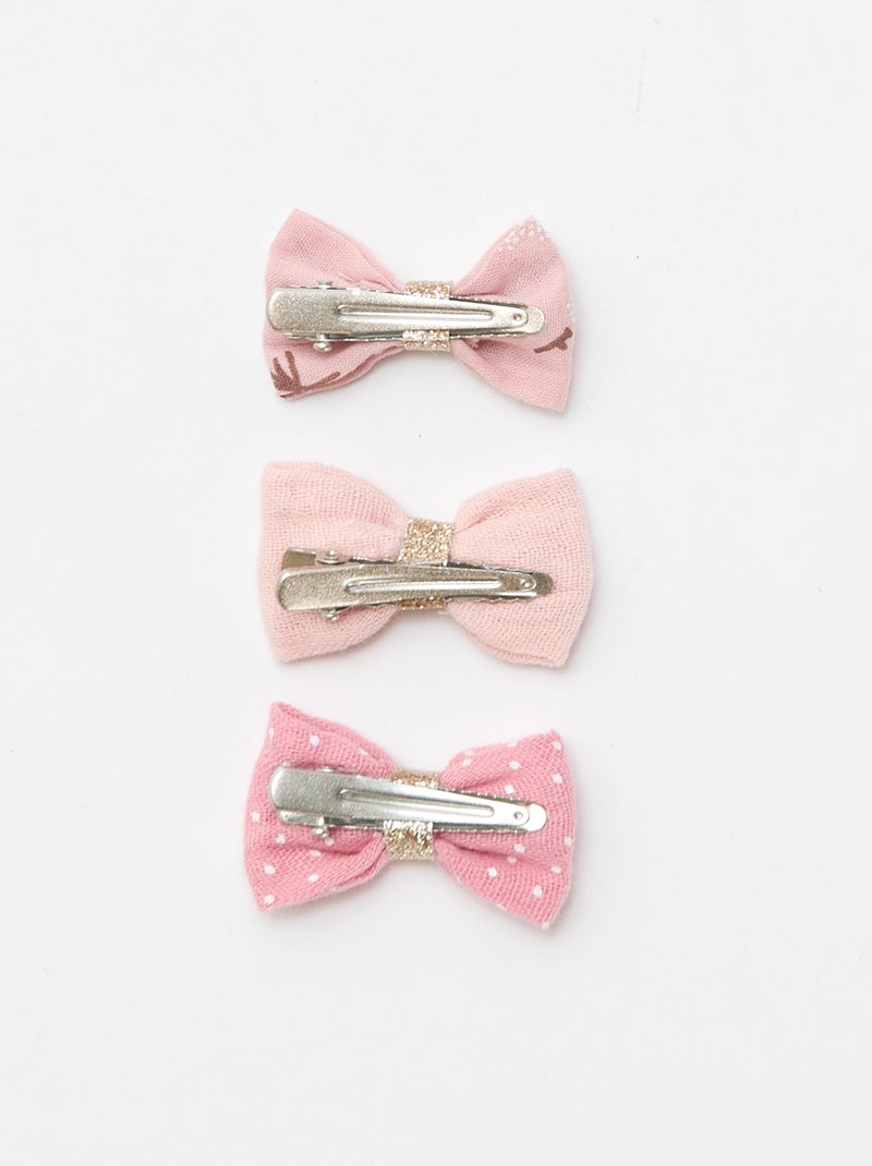 Set di 3 fermagli a coccodrillo con fiocchi Rosa - Kiabi