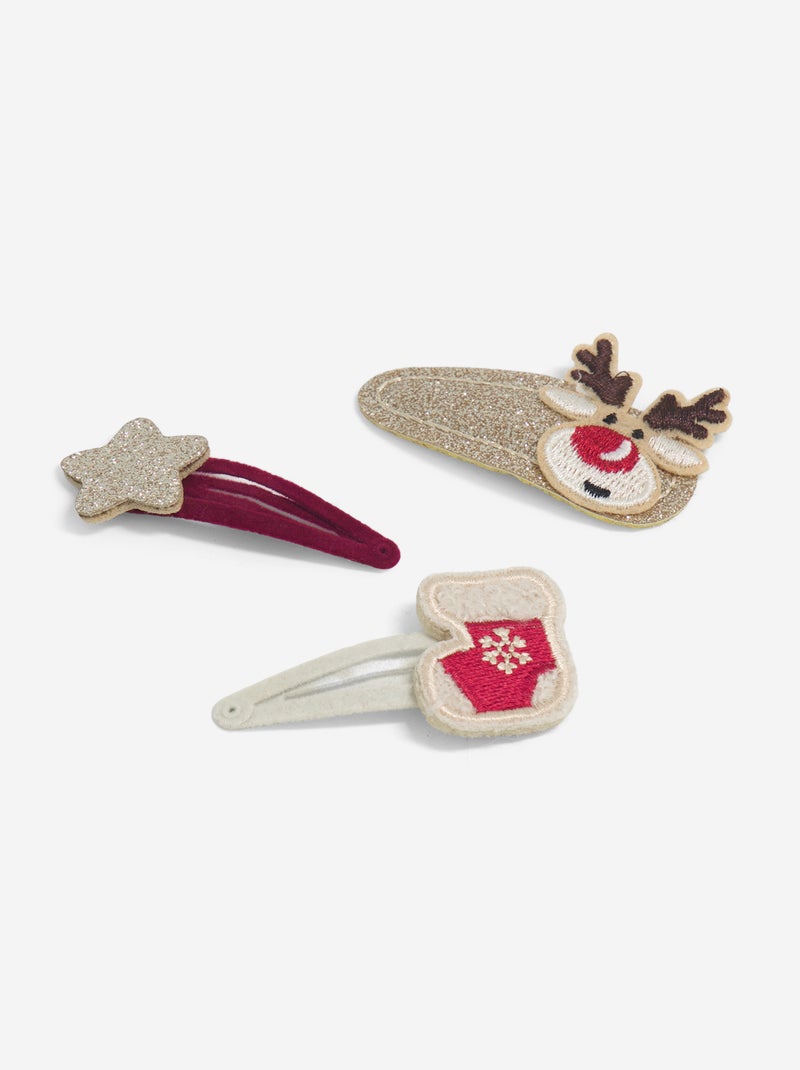 Set di 3 fermagli a scatto 'Natale' Bianco - Kiabi
