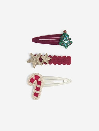 Set di 3 fermagli a scatto 'Natale'