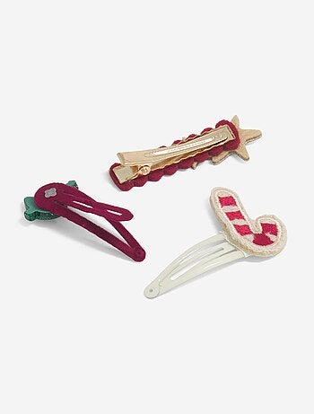 Set di 3 fermagli a scatto 'Natale'