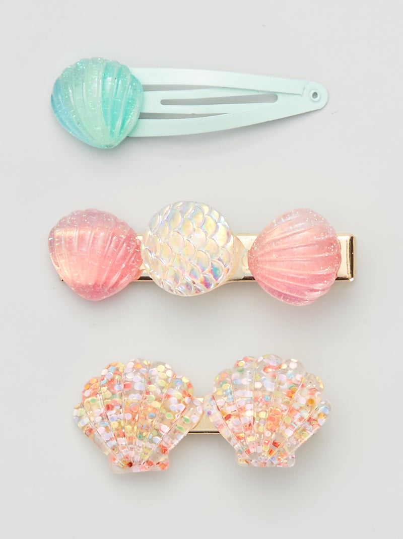 Set di 3 fermagli con conchiglie multicolore - Kiabi