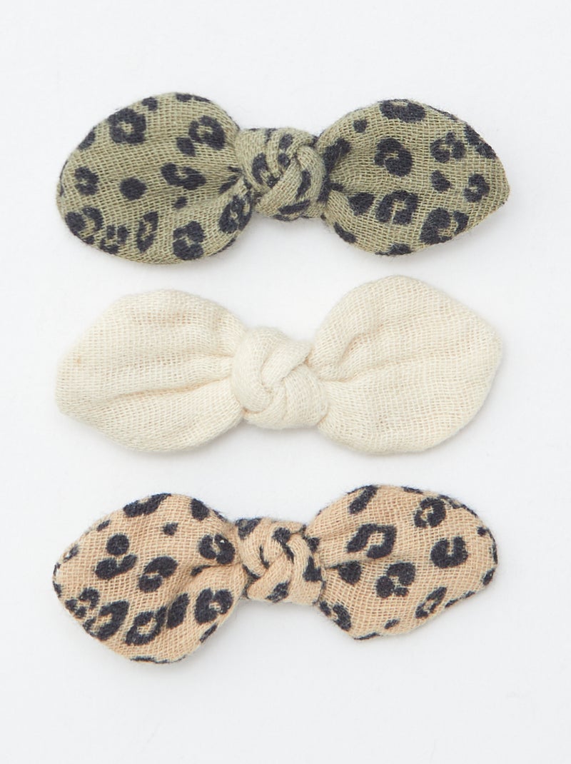 Set di 3 fermagli per capelli con fiocco Kaki - Kiabi