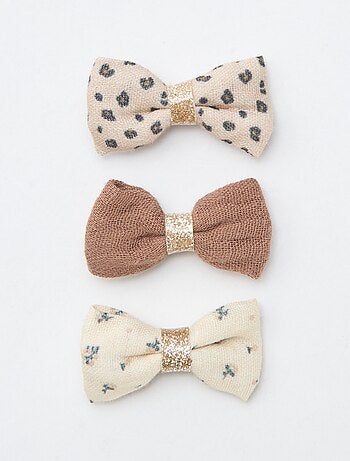 Set di 3 fermagli per capelli con fiocco