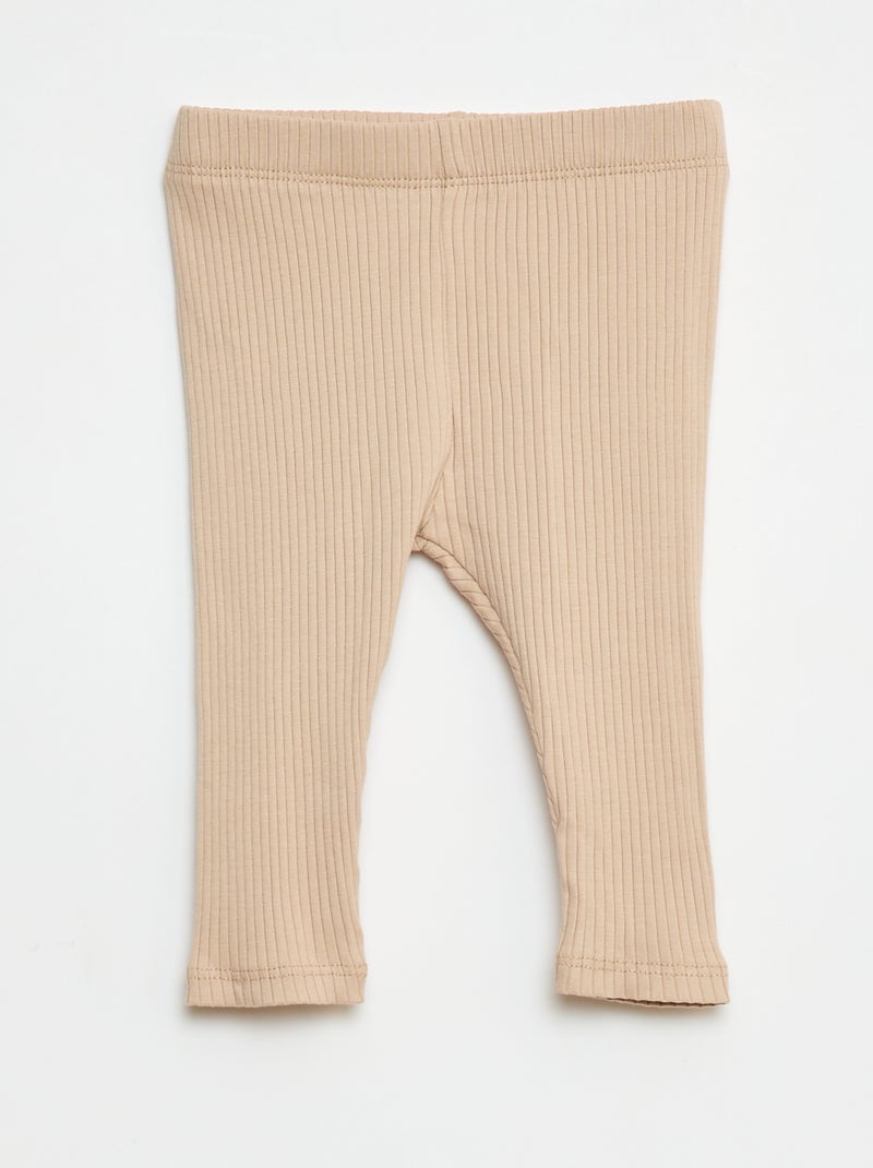 Set di 3 leggings a coste Beige - Kiabi