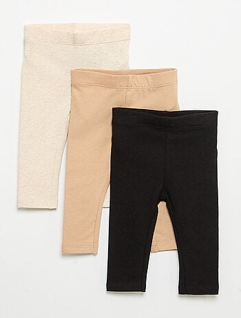 Set di 3 leggings in jersey a tinta unita